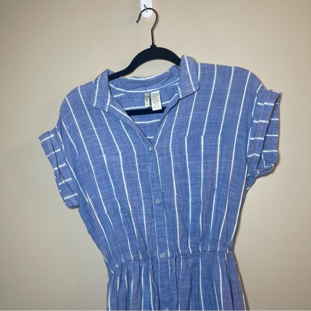 Japna Striped High Low Dress in Blue and White - Picture 3 of 6